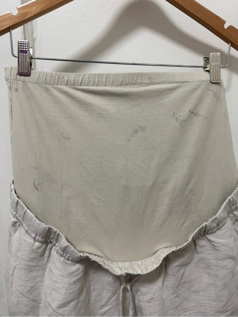 H&M beige Size L maternity linen blend pants